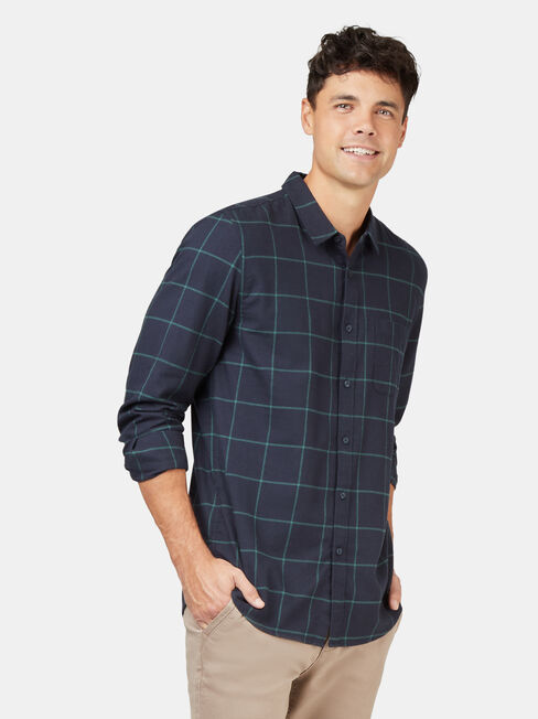 Anton Brushed Check Shirt, Blue, hi-res