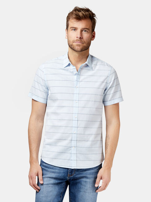 Sanford Short Sleeve Stripe Shirt, Blue, hi-res