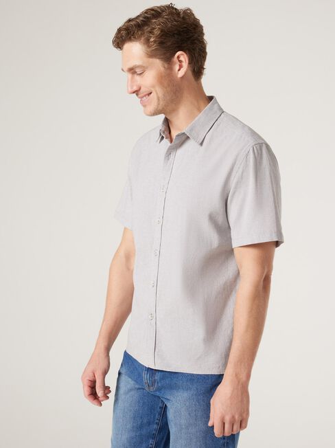 Short Sleeve Kai Textured Shirt, Grey, hi-res
