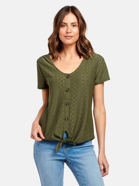 Lacey Lace Tee, Green, hi-res