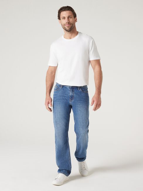 Straight Leg Jeans, Mid Indigo, hi-res