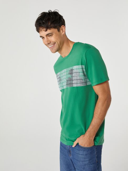 SS Seb Print Crew Tee, Green, hi-res