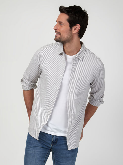 LS Martin Stripe Shirt, White, hi-res