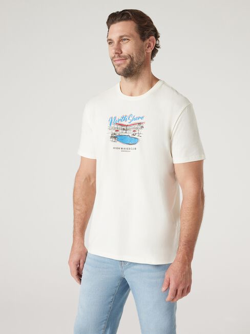 Short Sleeve North Shore Print Crew Tee, White, hi-res