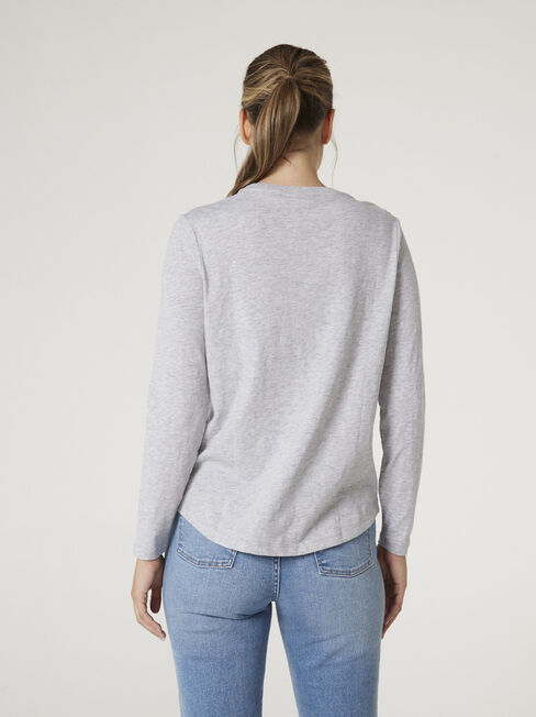 Essential Long Sleeve Crew Neck, Light Grey Marle, hi-res