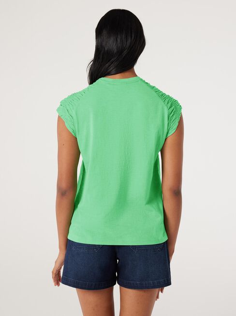 Ruby Rouched Jersey Top, Green, hi-res