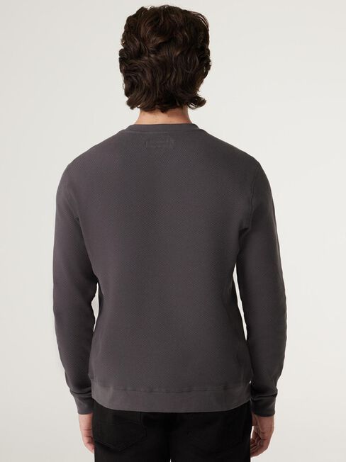 Harrison Crew Textured Long Sleeve Top, Charcoal Marle, hi-res