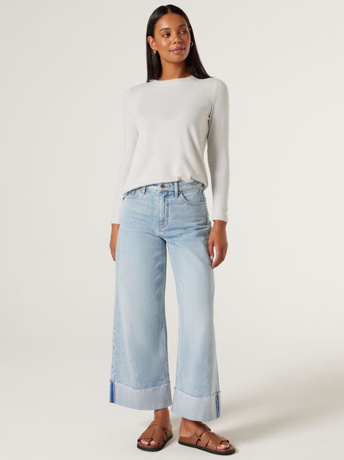Sia Soft Touch Curved Hem Pullover, Grey Marle, hi-res