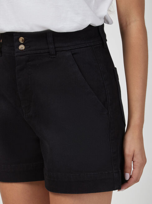 Georgia Tummy Trimmer Denim Short, Black, hi-res