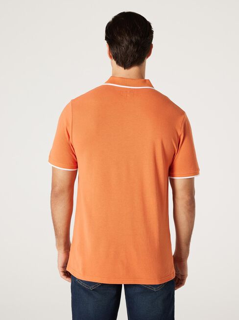Nash Tipped Short Sleeve Polo, Orange, hi-res