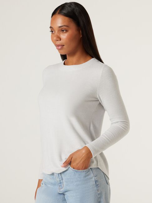 Sia Soft Touch Curved Hem Pullover, Grey Marle, hi-res