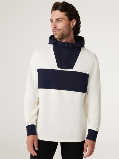 Morrison Hooded Henley Top, Ink/White, hi-res