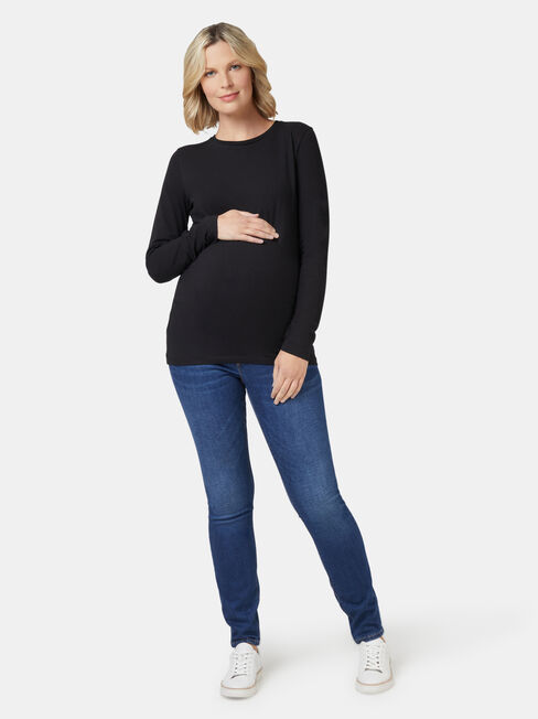 Natalie Maternity Long Sleeve Top, Black, hi-res