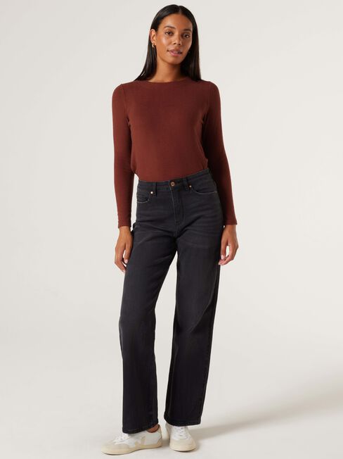 Sia Soft Touch Curved Hem Pullover, Brick, hi-res