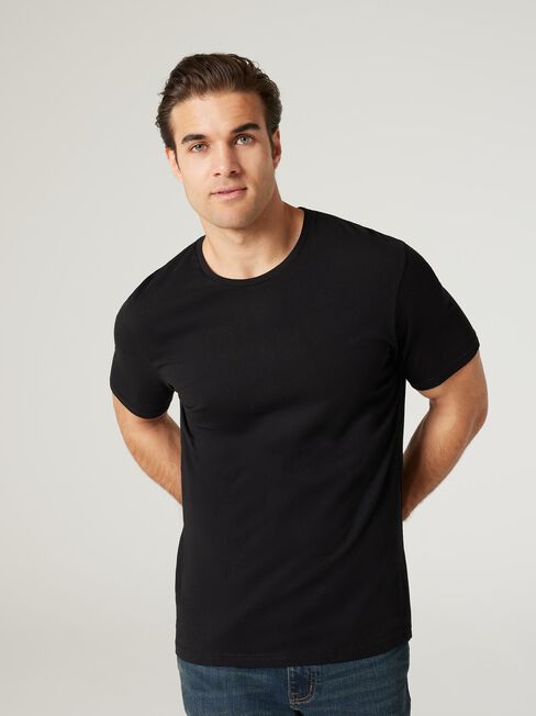 Basic Short Sleeve Tee, Black, hi-res