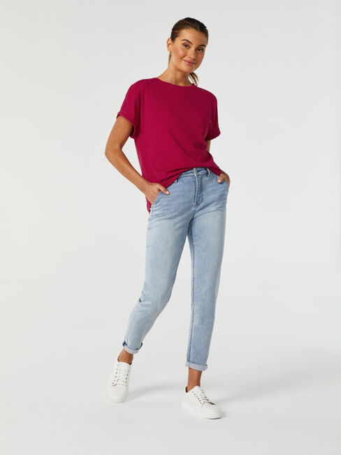 Drop Shoulder Tee, Rose, hi-res
