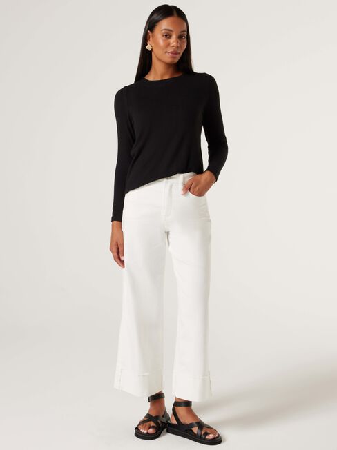 Sia Soft Touch Curved Hem Pullover, Black, hi-res