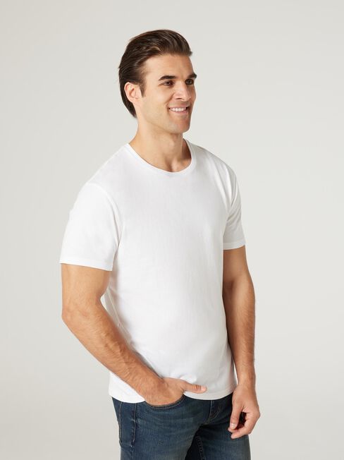 Basic Short Sleeve Tee, White, hi-res