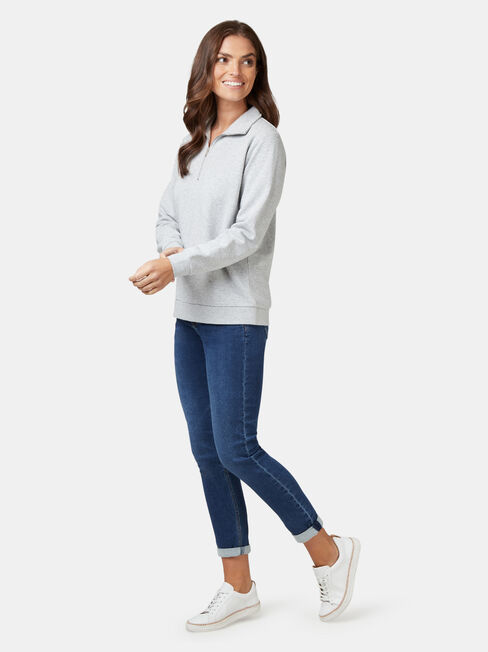 Zip Front Sweat, Grey, hi-res