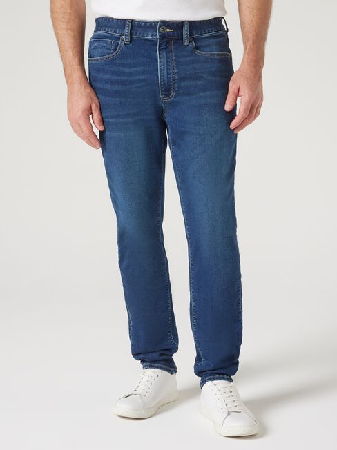 Slim Tapered Knit Jeans, Dark Indigo, hi-res