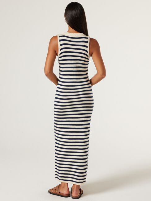 Jen Knit Dress, White Navy Stripe, hi-res