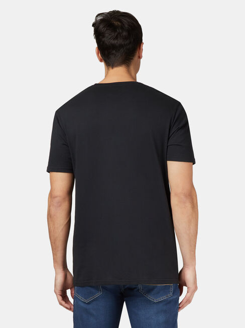 Monaro HT Short Sleeve Print Crew Tee, Black, hi-res