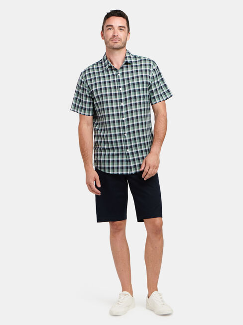 Trent Short Sleeve Check Shirt, Blue, hi-res