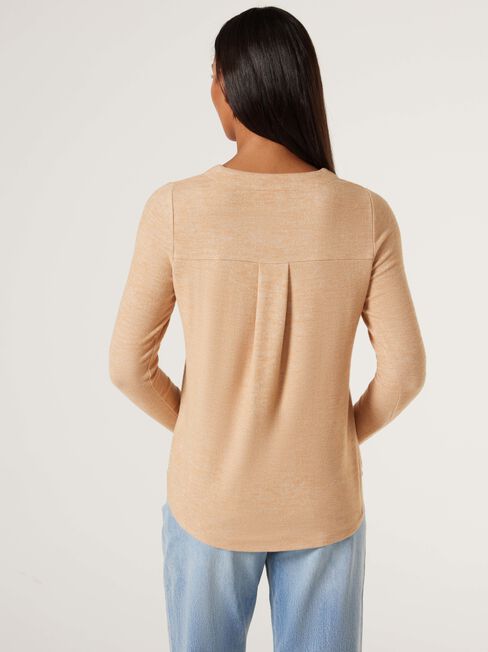 Sia Soft Touch Curved Hem Pullover, Caramel, hi-res
