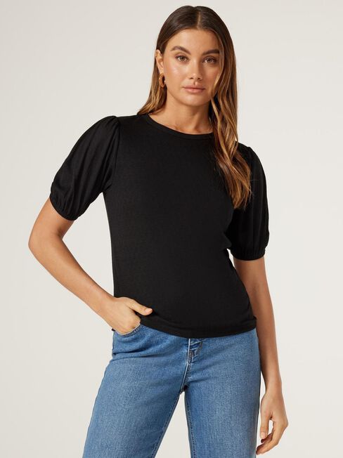 Chrishell Textured Tee, Black, hi-res