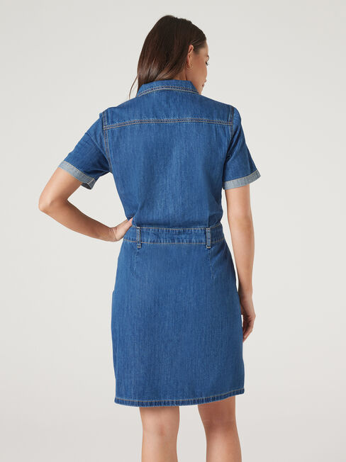 Marlowe Denim Dress, Dark Indigo, hi-res
