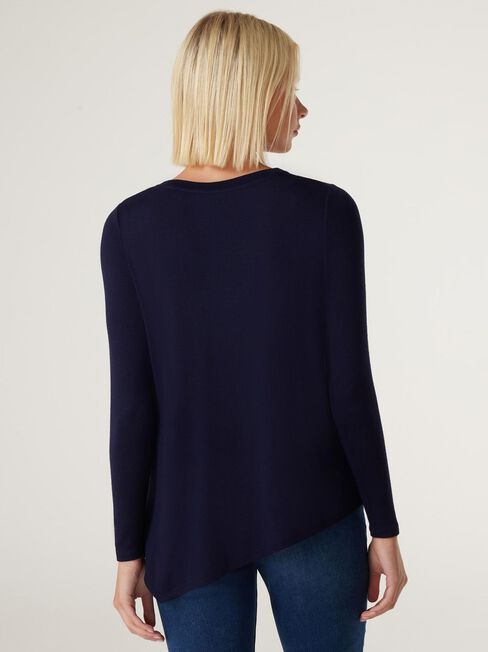 Aries Soft Touch Asymmetric Hem Pullover, French Navy, hi-res