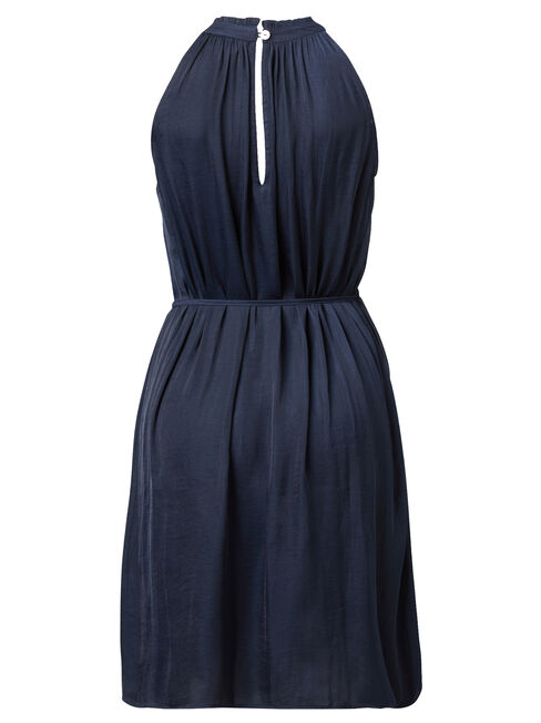 Leah Halter Frill Dress, Blue, hi-res