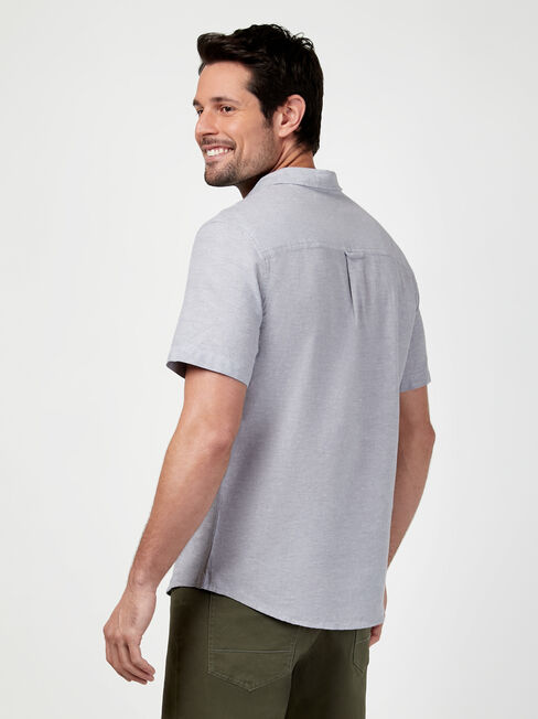 Wolf Textured Short Sleeve Shirt, Grey, hi-res