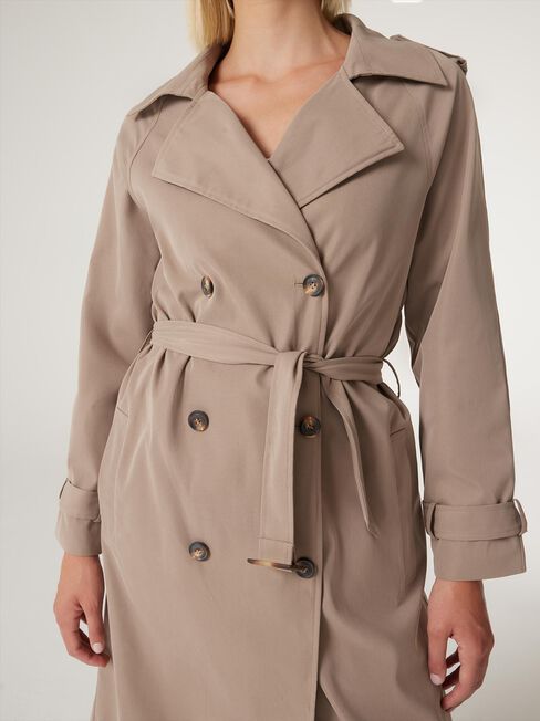 Amanda Relaxed Trench Coat, Latte , hi-res