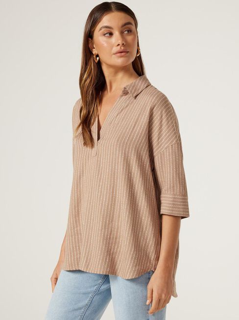 Violet Tunic Shirt, Brown, hi-res