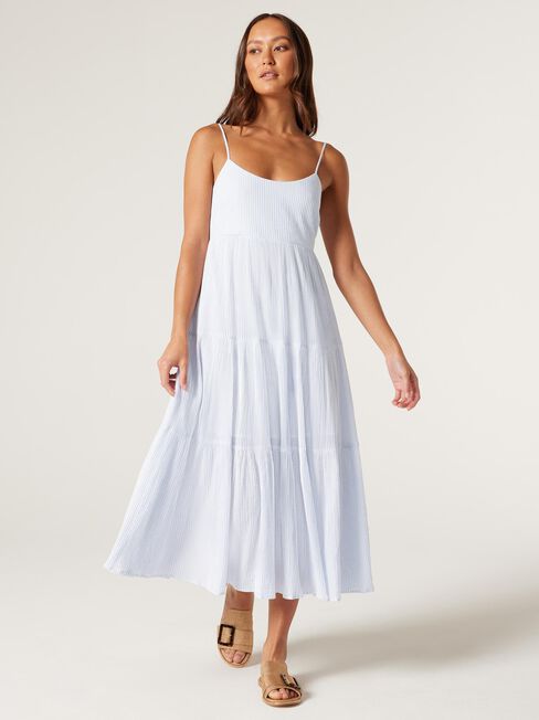 Abigail Maxi Dress, White/Blue Stripe, hi-res