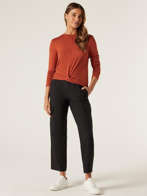 Hazel Soft Touch Twist Front Pullover, Rust, hi-res