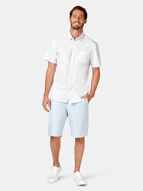 Devon Short Sleeve Print Shirt, White, hi-res