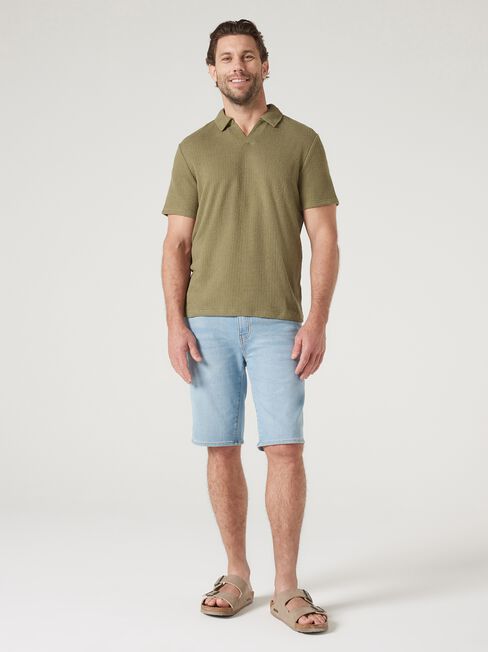 Short Sleeve Jasper Textured Polo, Khaki, hi-res