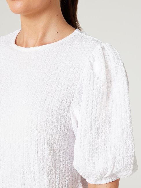 Kris Textured Jersey Top, White, hi-res