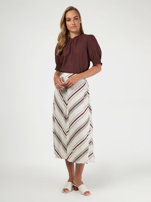 Sasha Short Sleeve Top, Brown, hi-res