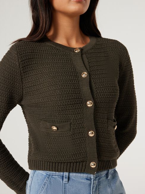 Megan Textured Cardigan, Green, hi-res