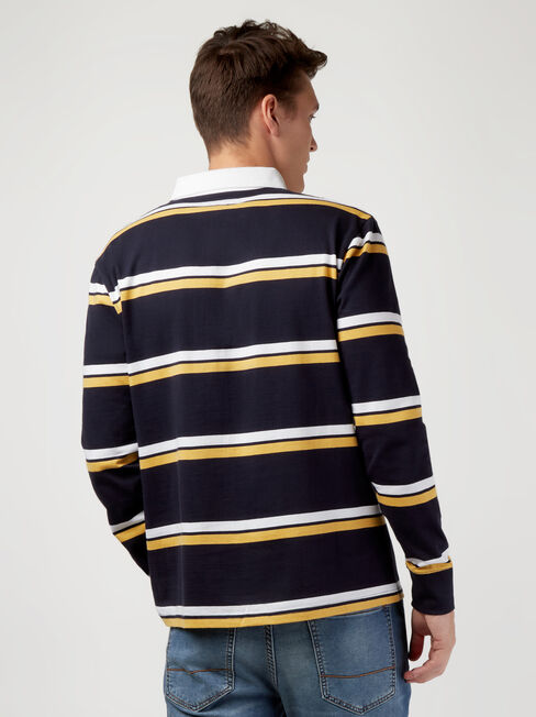 LS Carson Stripe Rugby Polo, Blue, hi-res
