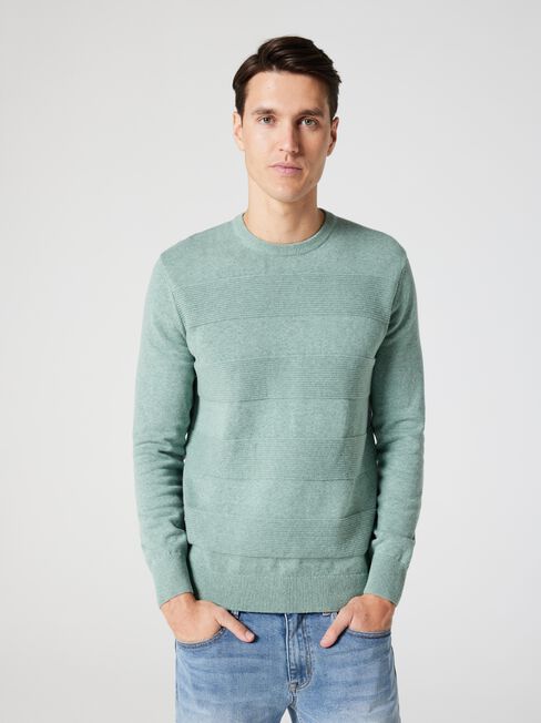 Ralph Stripe Crew Knit, Green Marle, hi-res