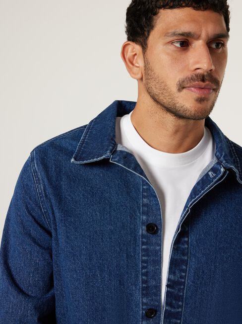 Milan Denim Overshirt, Bright Indigo, hi-res