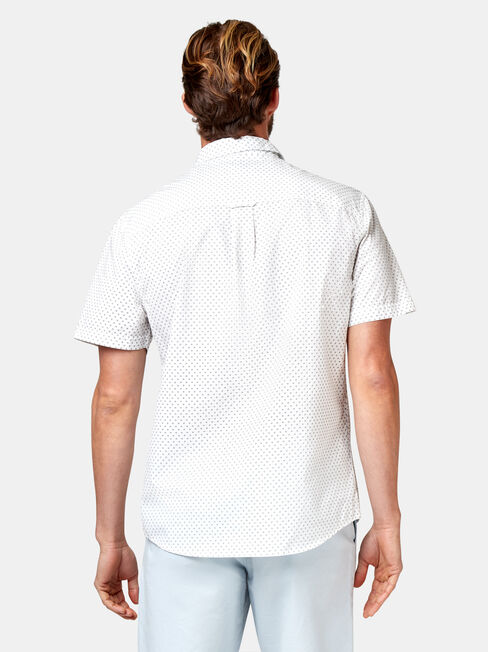 Devon Short Sleeve Print Shirt, White, hi-res