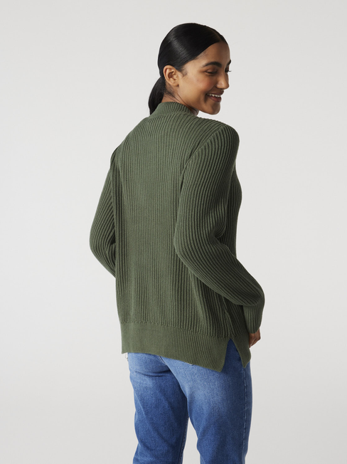 Eden Stand Neck Knit, Thyme, hi-res