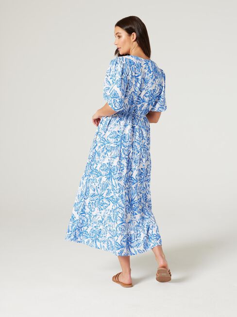 Sonny V-Neck Dress, Blue Botanical , hi-res