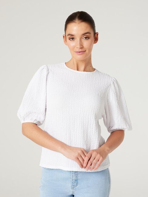Kris Textured Jersey Top, White, hi-res