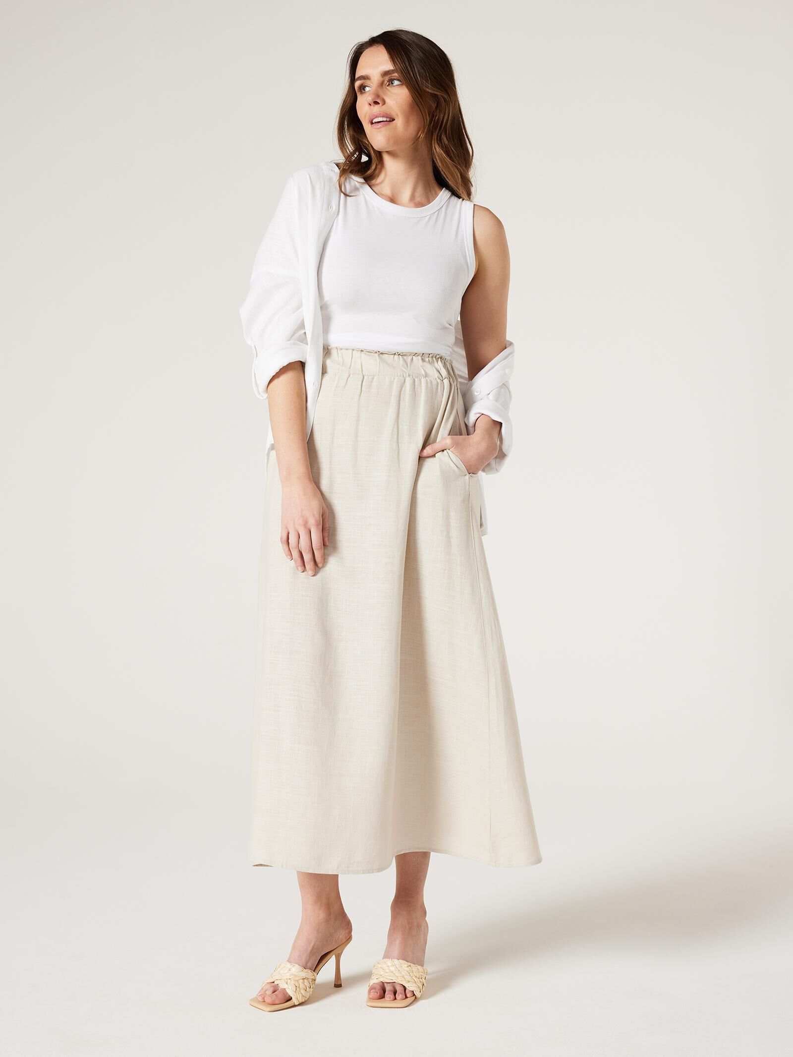 Linen midi sales skirt nz